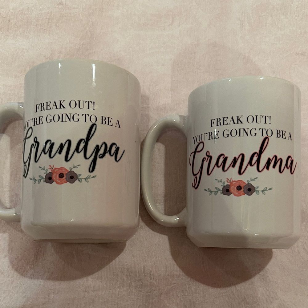 Grandpa and Grandma Floral Coffee Mug Set